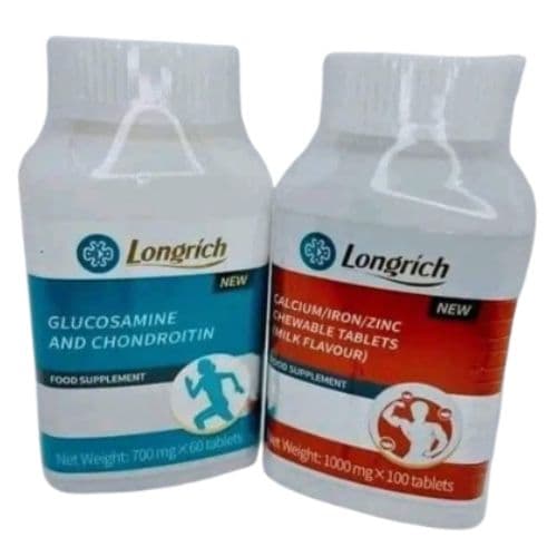Pack de Complement Alimentaire LONGRICH Glucosamine Chondroïtine & Calcium Pour Soulagement Articulaire Et Soutien Immunitaire En Comprimés